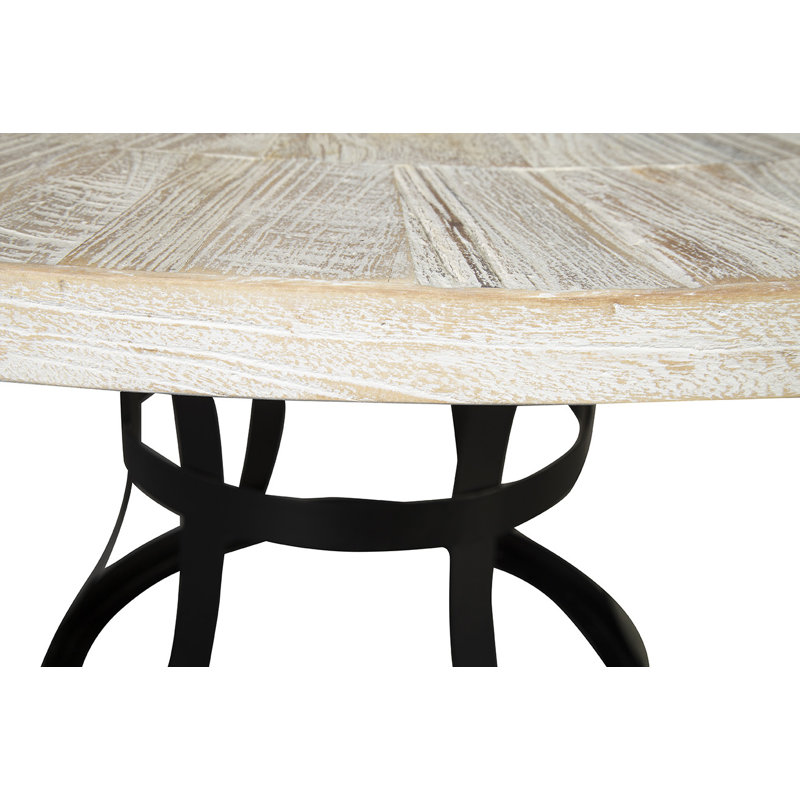 Mcfall Round Solid Wood Dining Table, White Washed