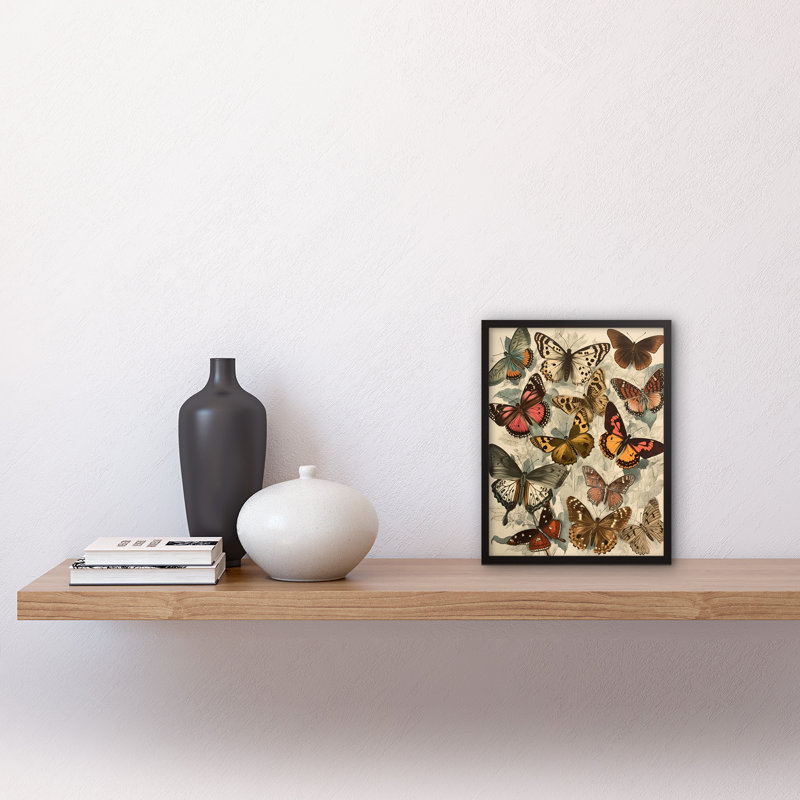 Dorrianne Vintage Cottagecore Aesthetic Butterflies Insect Study - Single Picture Frame Print