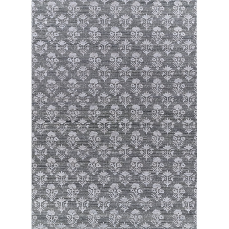 Dougall Floral Wool Blend Blue Area Rug 9'10" X 13'2", 9'10" X 13'2"