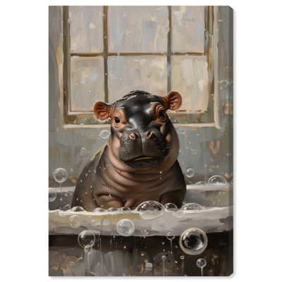 Art de la salle de bain de bébé hippopotame dans la jungle par Dakota Fields