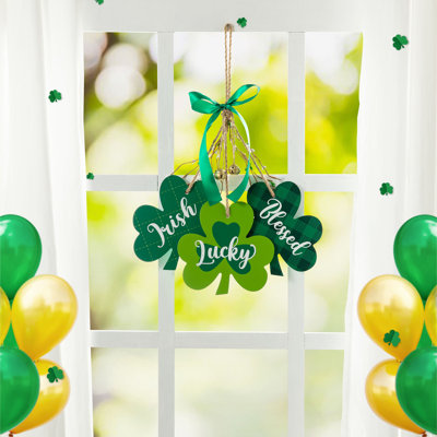 Crochet de porte en bois 18,5 "St. Patrick's Shamrock