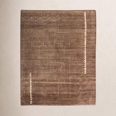 Monaco Brown Hand-Knotted Abstract Rug