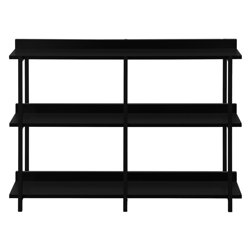 Console de chambre à coucher, 3 tables de bout avec plateau rectangulaire et 2 tablettes noires