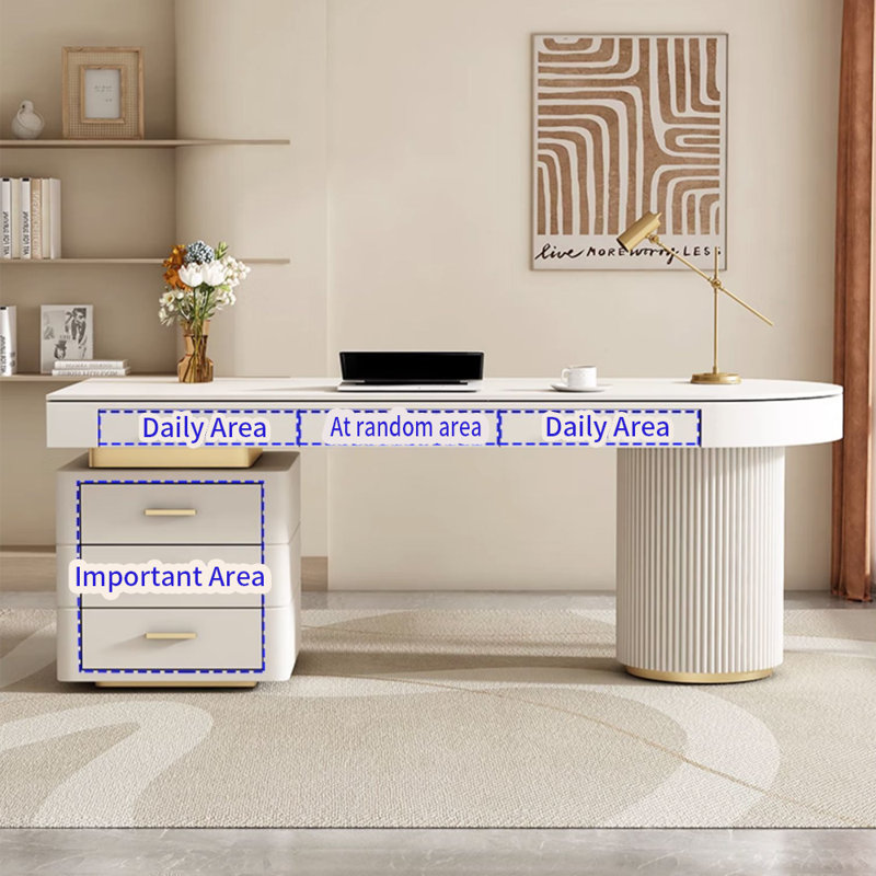 Cream style desk, 29.53" H x 55.12" W x 27.56" D, Left Hand Return
