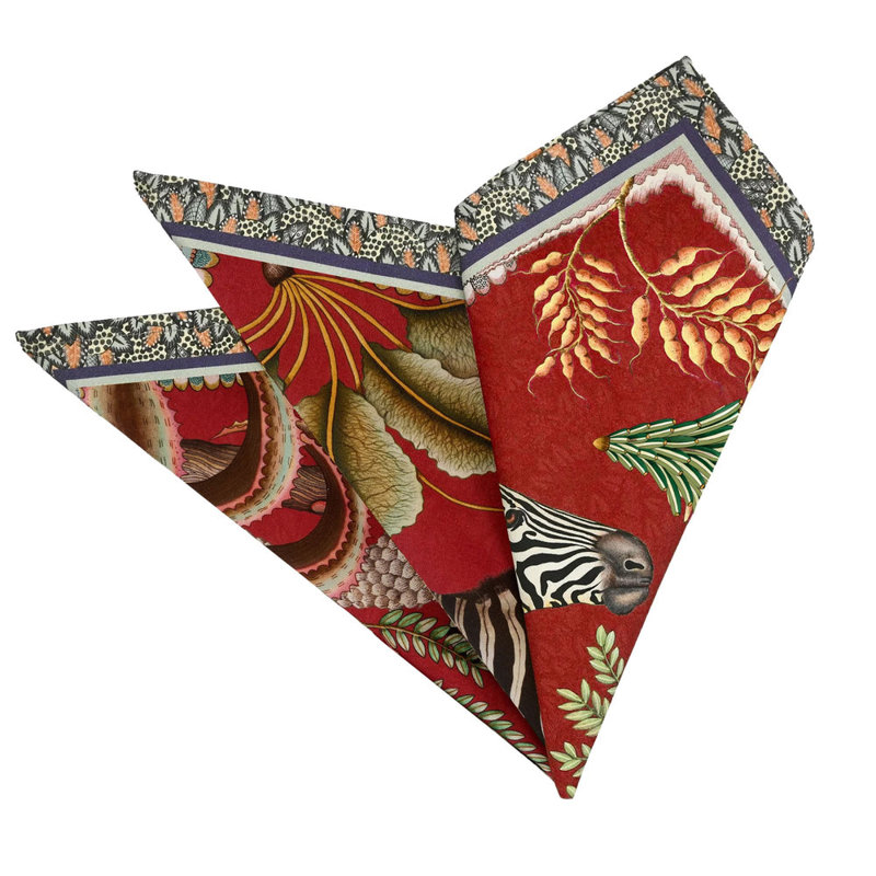 Napkins - Thanda Stripe, Royal Red