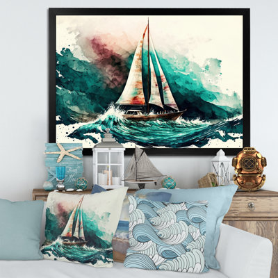 Nelie, aquarelle, voilier, croisières, vagues, impression sur toile