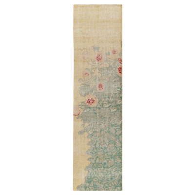 Distressed Homage Wool Floral Area Rug