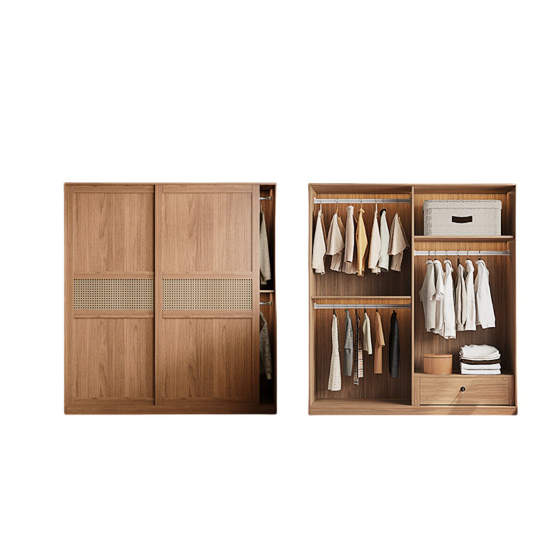 Armoire rétro en rotin tissé classique, H 78,74 po x l 62,99 po x P 23,62 po