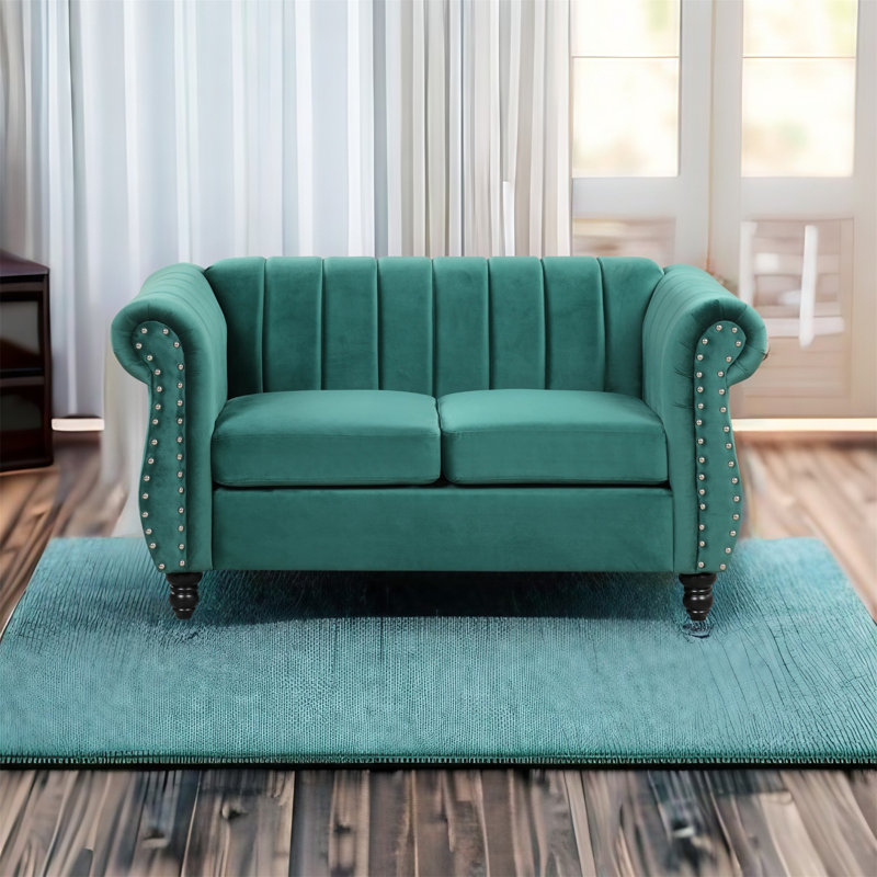 Upholstered 51'' Sofa, Green 100% Polyester