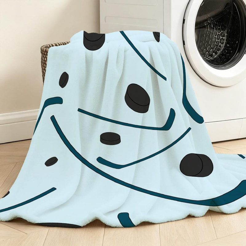 Jeté transparent en flanelle molletonnée, impression de bâtons de hockey à une face, Jeté 40 po x 50 po