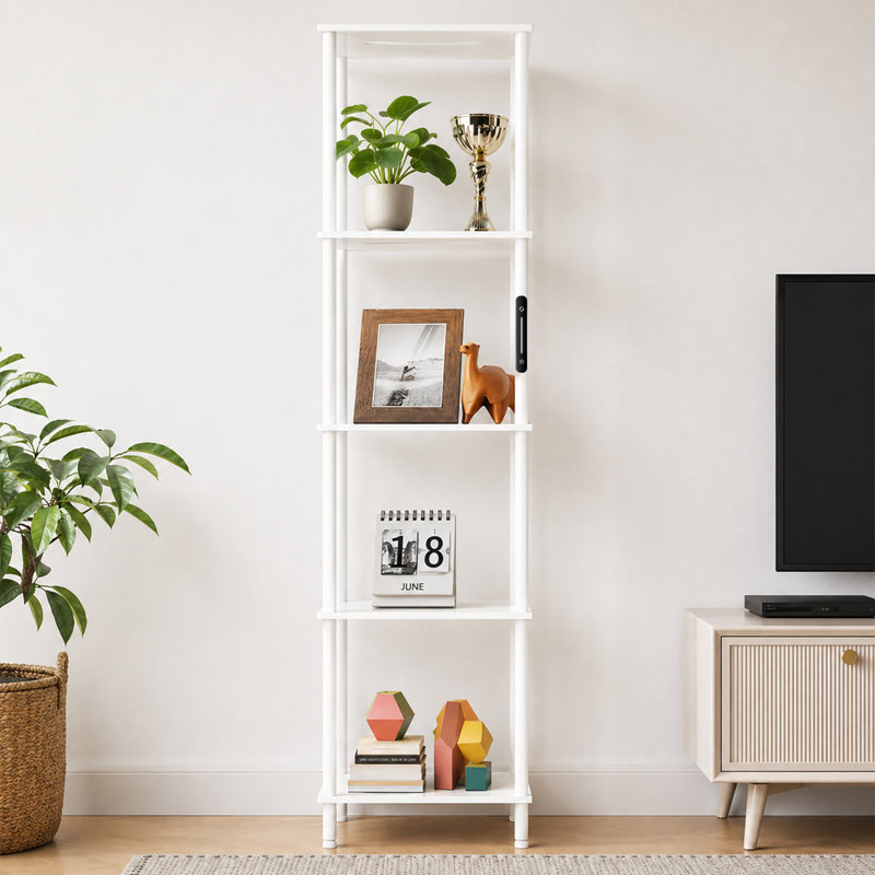 5-Tier Ironck Bookshelf with LED Lights, Touch & Remote Control, White