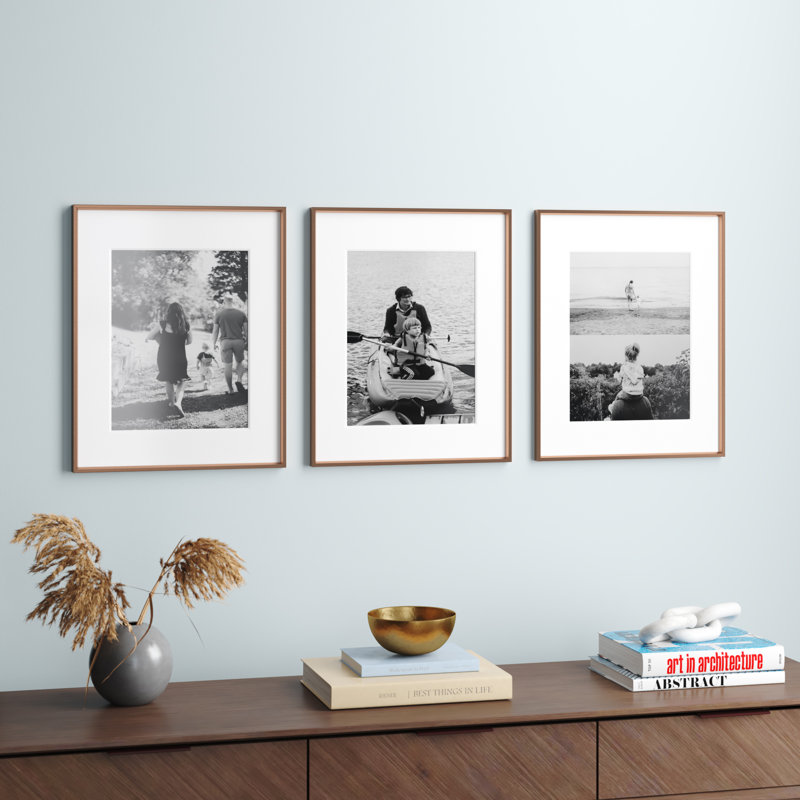 Roesler Rose Gold Metal Picture Frame - Set of 3 with Mat