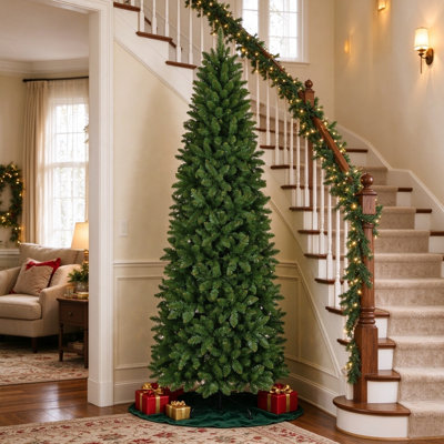 Arbre de Noël artificiel en forme d'épinette, lumières DEL bicolores avec base en métal pour les Fêtes