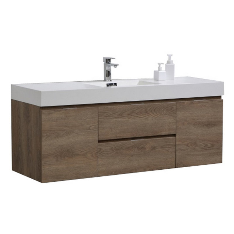 Parsonage 59'' Single Bathroom Vanity with Acrylic Top, Natural Wood
