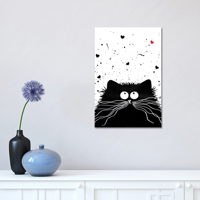Félin affectueux par Kim Haskins-impression d’art graphique, H 18 po x l 12 po x 1,5 po, Toile tendue, Pas de tapis