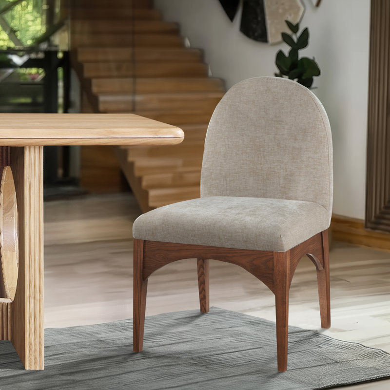 Waldorf 19.75'' H Upholstered Side Chair, Beige, Walnut