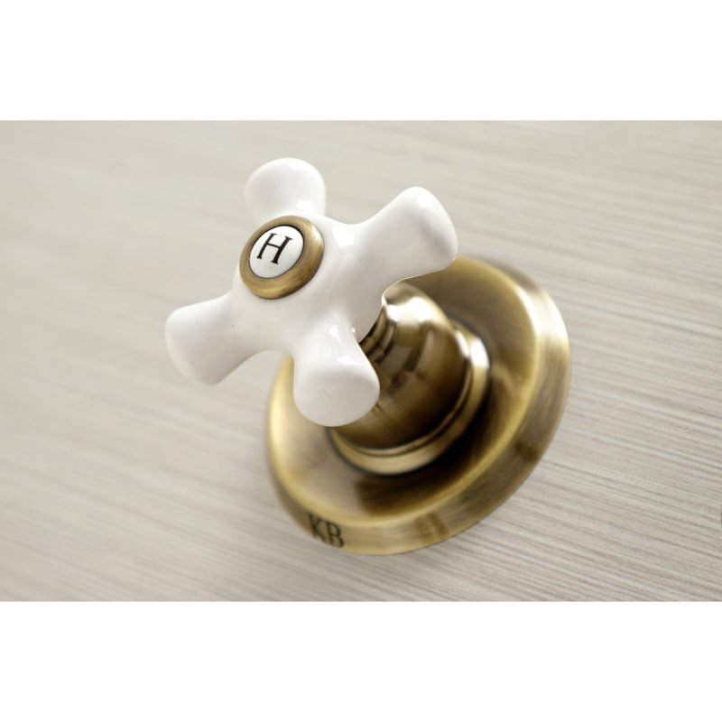 Kingston Brass Victorian Double-Handle Tub and Shower Faucet, Cross, Brushed Brass