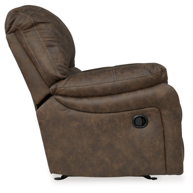 Brown Faux Leather Recliner with Metal Frame