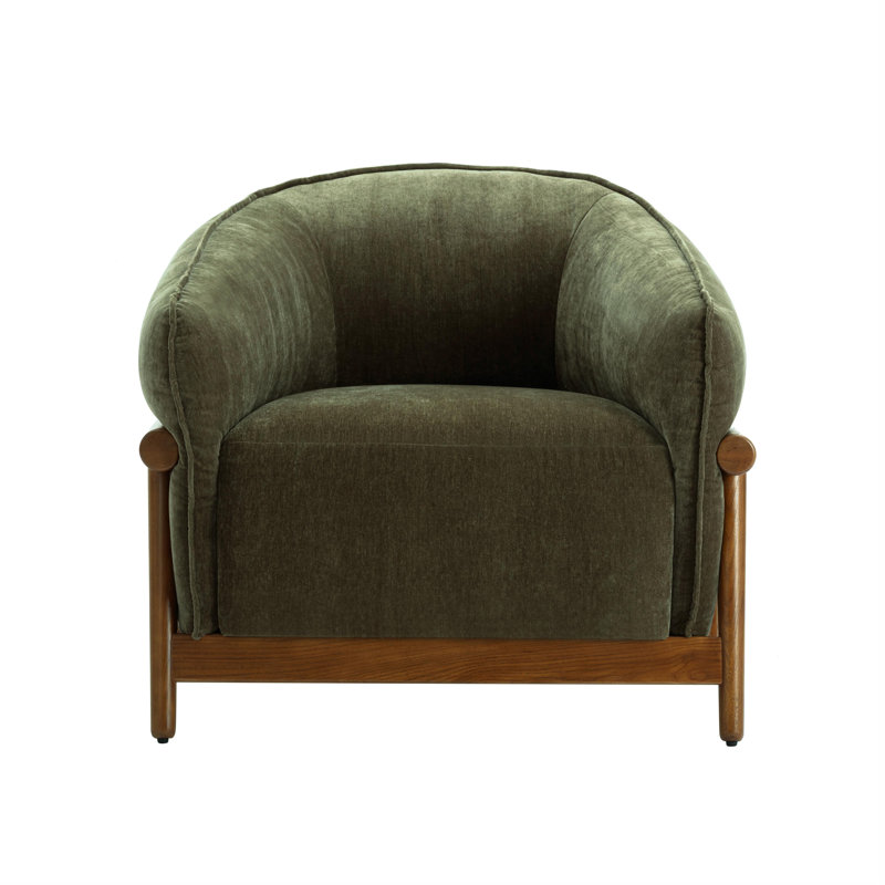 Fauteuil d'appoint en chenille recyclé Piedmont Olive, Vert