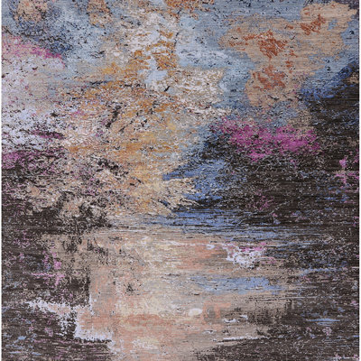 Tapis noir / bleu / brun clair à motif abstrait Brackettville