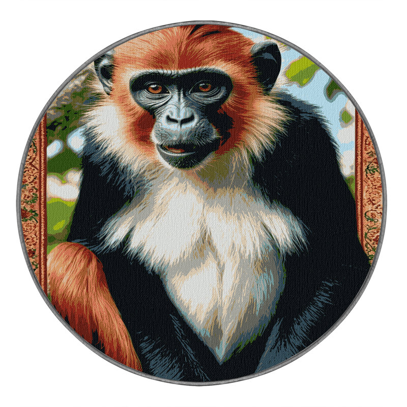 Tapis lavable rouge Colobus, Rond 3 pi