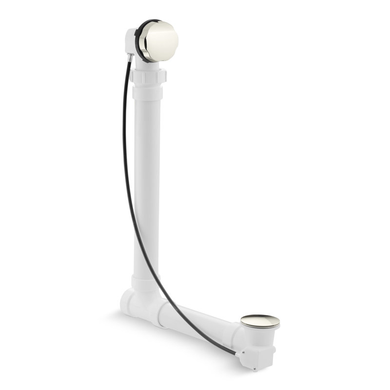 Clearflo Cable Bath Leg Tub Drain with Overflow, Vibrant Polished Nickel