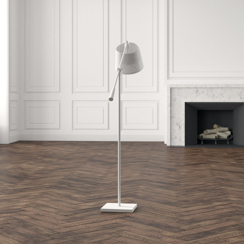 Real Simple Task Floor Lamp, Mont Blanc White Parchment, Stardust White Powder Coat