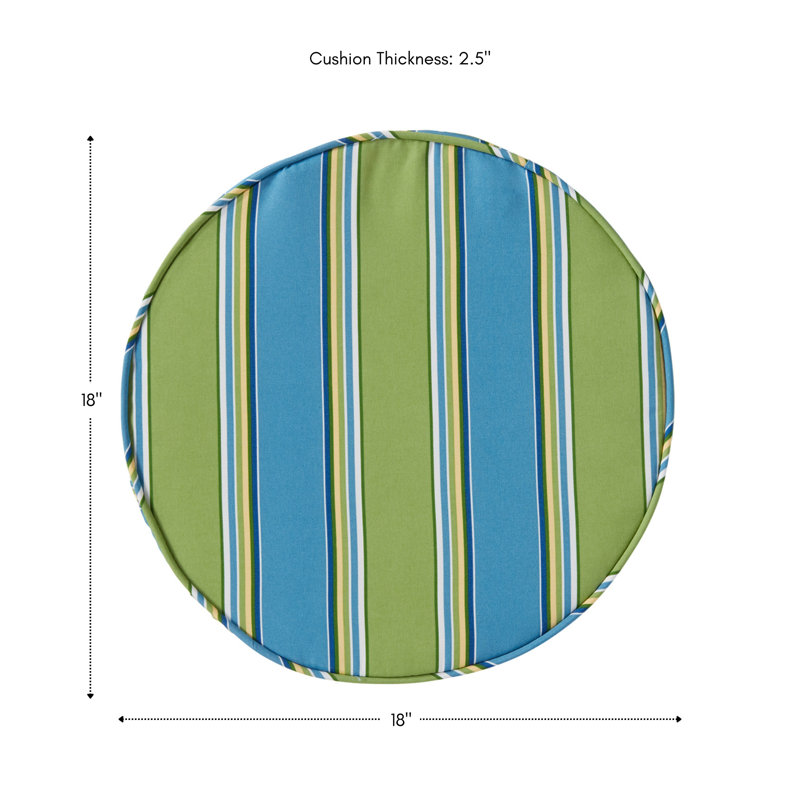 Outdoor Round Dining Chair Seat Pad, Cayman Stripe