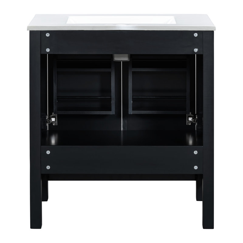 Meuble-lavabo élégant de 60 po, lavabos doubles en céramique et armoire de rangement chic, lavabos, un attrait tendance