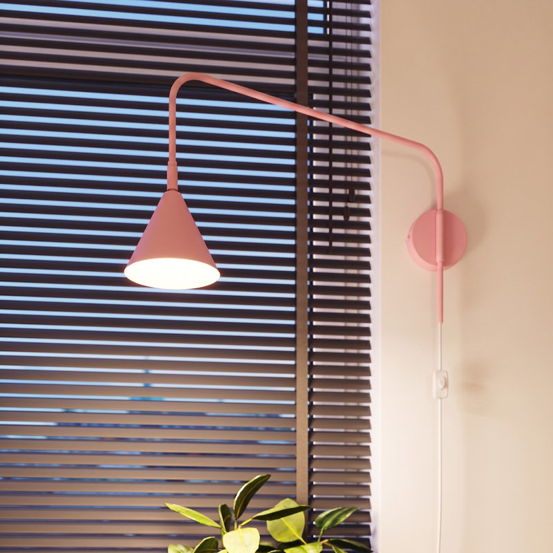 Nox Steel Flush Mounted Sconce, Wall lamp NOX pink, Pink, 1 Light