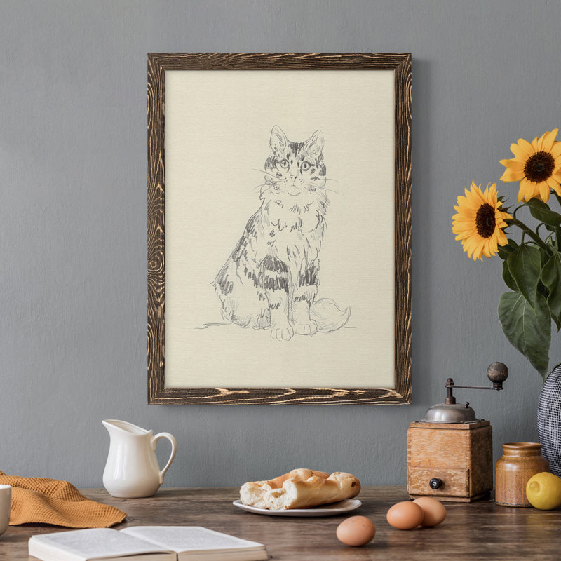 Toile encadrée de qualité supérieure House Cat III - prête à être accrochée, H 24 po x l 20 po x P 1 po, Noyer