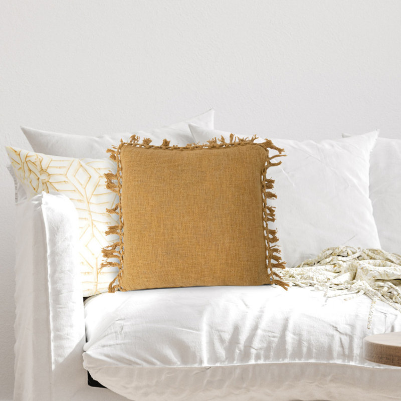  Housse de coussin carré et insert, Jaune