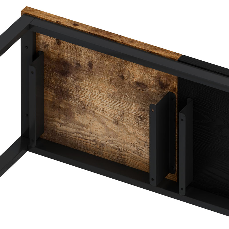 Longue table de salle à manger polyvalente avec 3 tabourets, tabouret suspendu unique, couleur naturelle + noire, pendant des années Élégant espace confortable - économie de noir, divertissement