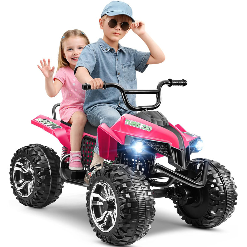 ATV 24 roues pour enfants, 4 roues, 2 roues 4 roues motrices, véhicule tout-terrain à 4 roues avec lumière DEL, corps en métal, musique, USB, suspension à ressort, véhicule électrique pour véhicule tout-terrain