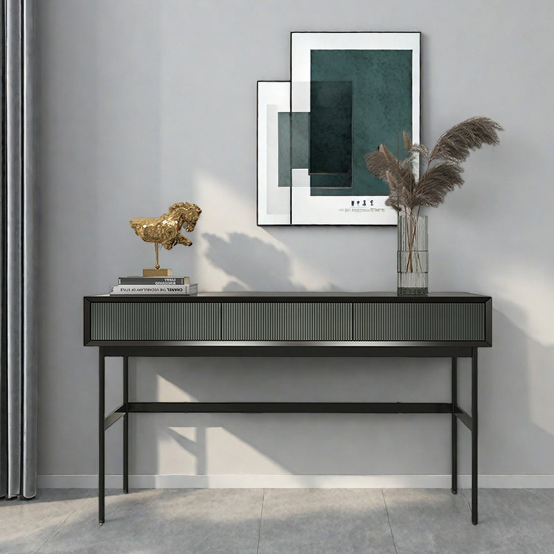 Minimalist Modern Solid Pine Entryway Table, 33.9" H x 63" W x 13.8" D