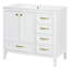 Meuble-lavabo avec lavabo, armoire de salle de bain avec 4 tiroirs et porte à fermeture en douceur-63670733