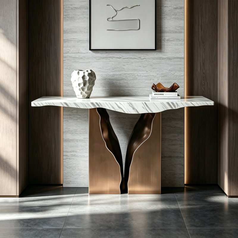 Console moderne d'inspiration luxe moderne, H 33,46 po x l 62,99 po x P 13,78 po