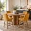Ensemble de 2 tabourets de bar pivotants à 360 ° à hauteur de comptoir de 26 po avec dossier, tabourets rembourrés de style moderne Mid-Century avec pieds en bois massif pour îlot de cuisine, jaune-1129254779-1129254657