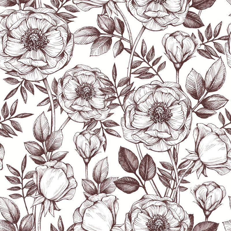 Peel & Stick Floral Wall Mural, 2.08' W x 10.42' L