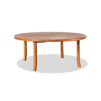 Dani Solid Wood Round Patio Table with Built-In Lazy Susan