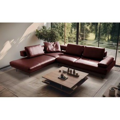 Canapé d'angle inclinable électrique en cuir véritable Trumansburg