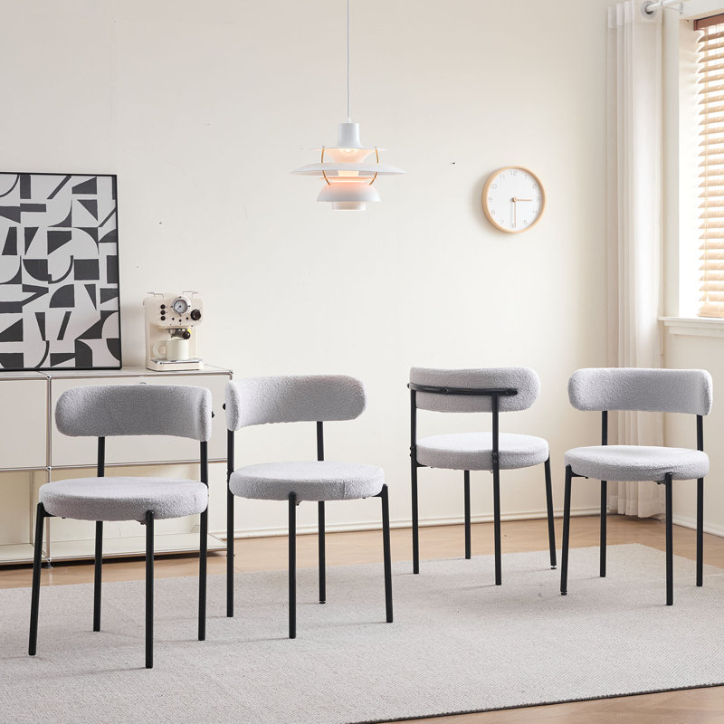 50cm H Cotton Blend Upholstered Metal Side Chair, Gray, 4