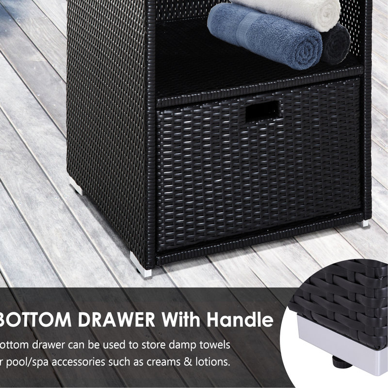 Poolside Organizer Shelf Basket Drawer Rack - Waterproof , 2 Shelves, For Spa, Hot Tub, And Pool, Dark With Storage, Color