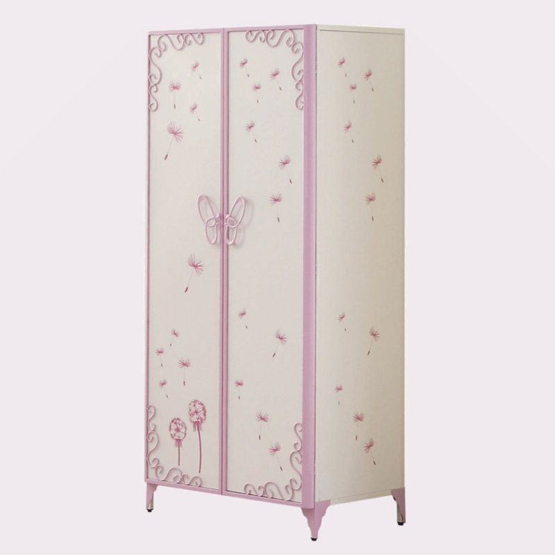 Garde-robe en cuir synthétique blanc et clair mauve