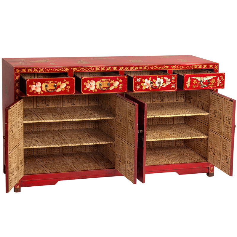 Table buffet en orme massif à 4 tiroirs de 61 po de largeur