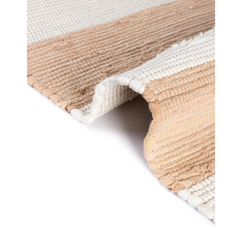 Johnie Hand-Knotted Cotton Yellow and Ivory White Rug, Rectangle 12'2" x 16'1"