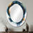 Abstract Gold And Blue Underwater Life III - Abstract Oval Decorative Mirror On Metal-1666994009