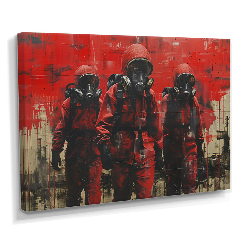 Rouge et noir Power Surgeon Power Plant II - Power Plants Wall Art Living Room, Toile tendue, H 30 po x l 40 po x P 1,5 po