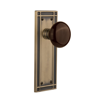 Mission Plate with Brown Porcelain Door Knob