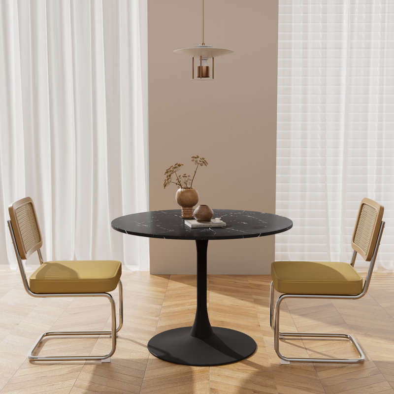 Elegant Dining Table Set for 2, Black, Yellow